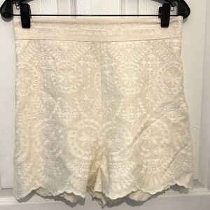 Zara Chic Cream Lace High Waist Shorts